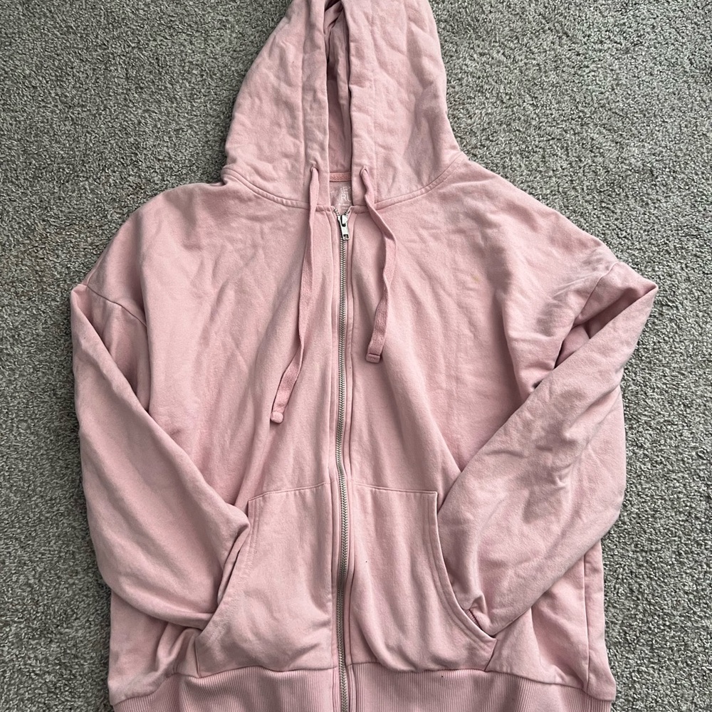 Time and Tru Pink Sweater with Hood and Zipper